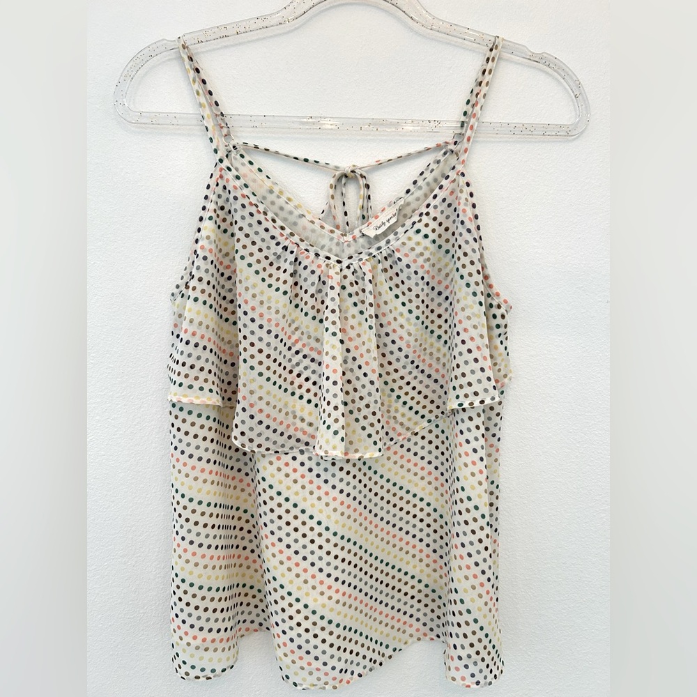 WHIMSICAL DOT FLOWY TOP